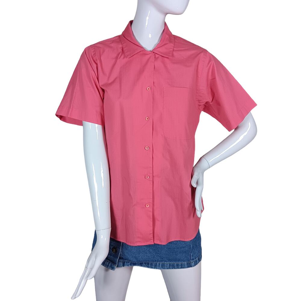 Vintage 80s Picket and Post Shirt Size 12 Pink Short Sleeve Button Down